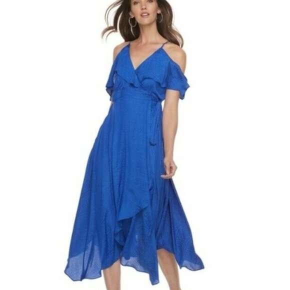Jennifer Lopez Dresses & Skirts - Jennifer Lopez Wrap Dress Hypnotic Blue Size S